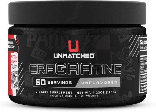 Unmatched CreGAAtine Optimized Creatine | Creatine Monohydrate + GAA (Guanidinoacetic Acid) | Muscle Build, Strength, Recovery | 60 Servings (Unflavored)