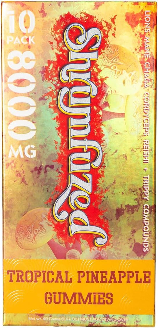 Proprietary Nootropic Gummy 8000mg - Lion's Mane, Reishi, Chaga, and Cordycep Nootropic Tripee Mushroom Blend (10, Tropical Pineapple)