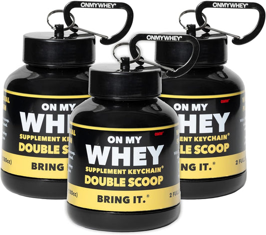 Protein Powder Container to Go - Travel Water Bottle Funnel for Mixes, Portable Pre Workout Supplement Containers & Dispenser Funnels, Mini Preworkout Supplements Holder Keychain Bottles