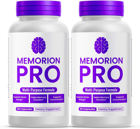 (2 Pack) Memorion Pro Multipurpose Capsules, Official Memorion Pro Brain Health Supplement Pills, Advance Formula for Improved Concentration & Memory Function, MemorionPro for Reviews (120 Capsules)