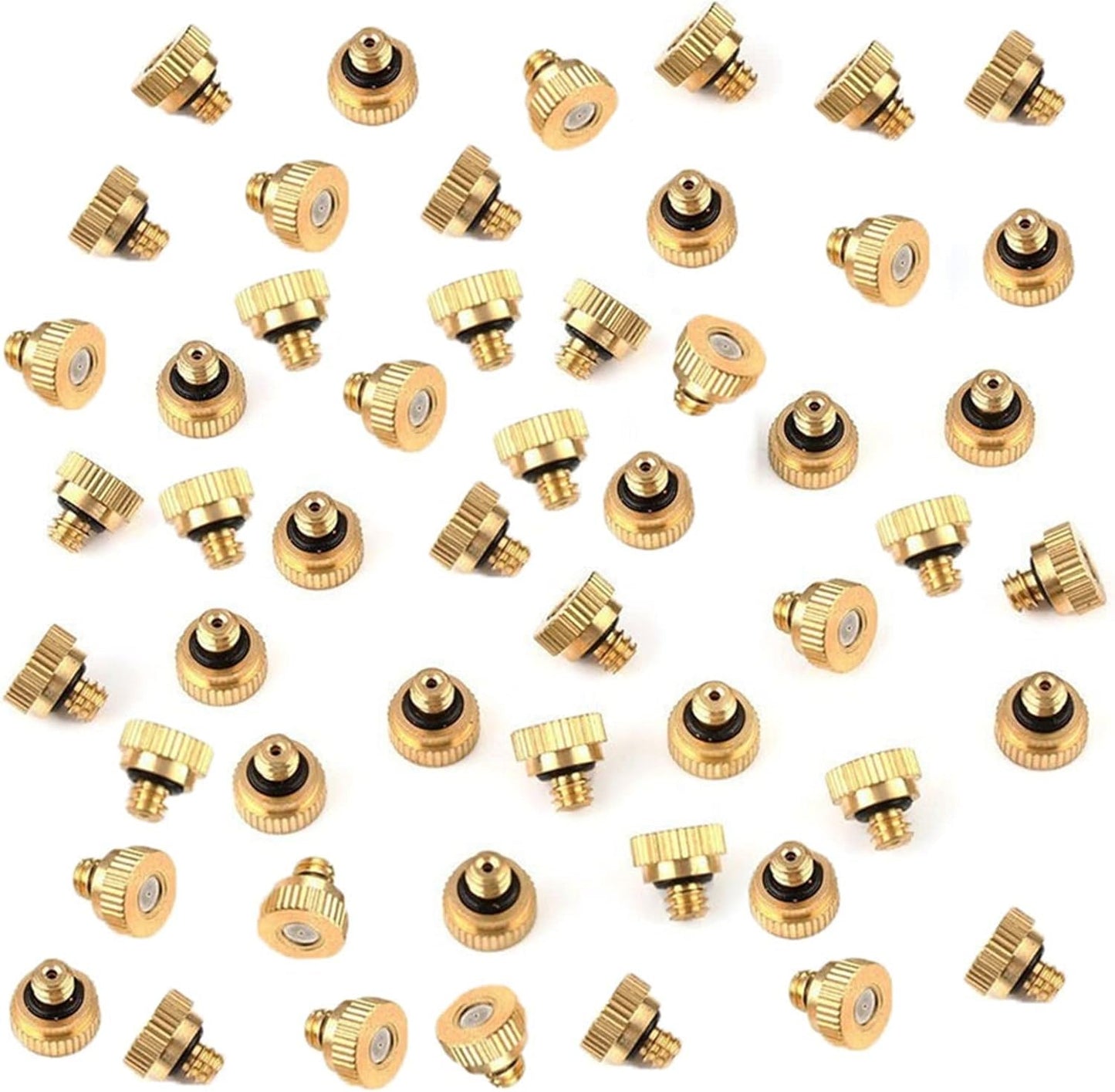 200pcs low pressure brass misting nozzles for outdoor cooling system mist nozzle fogging spray head micro mist nozzle atomizing mist nozzle with 0 004 0 039 orifice 10 24 unc thread size 0 5mm