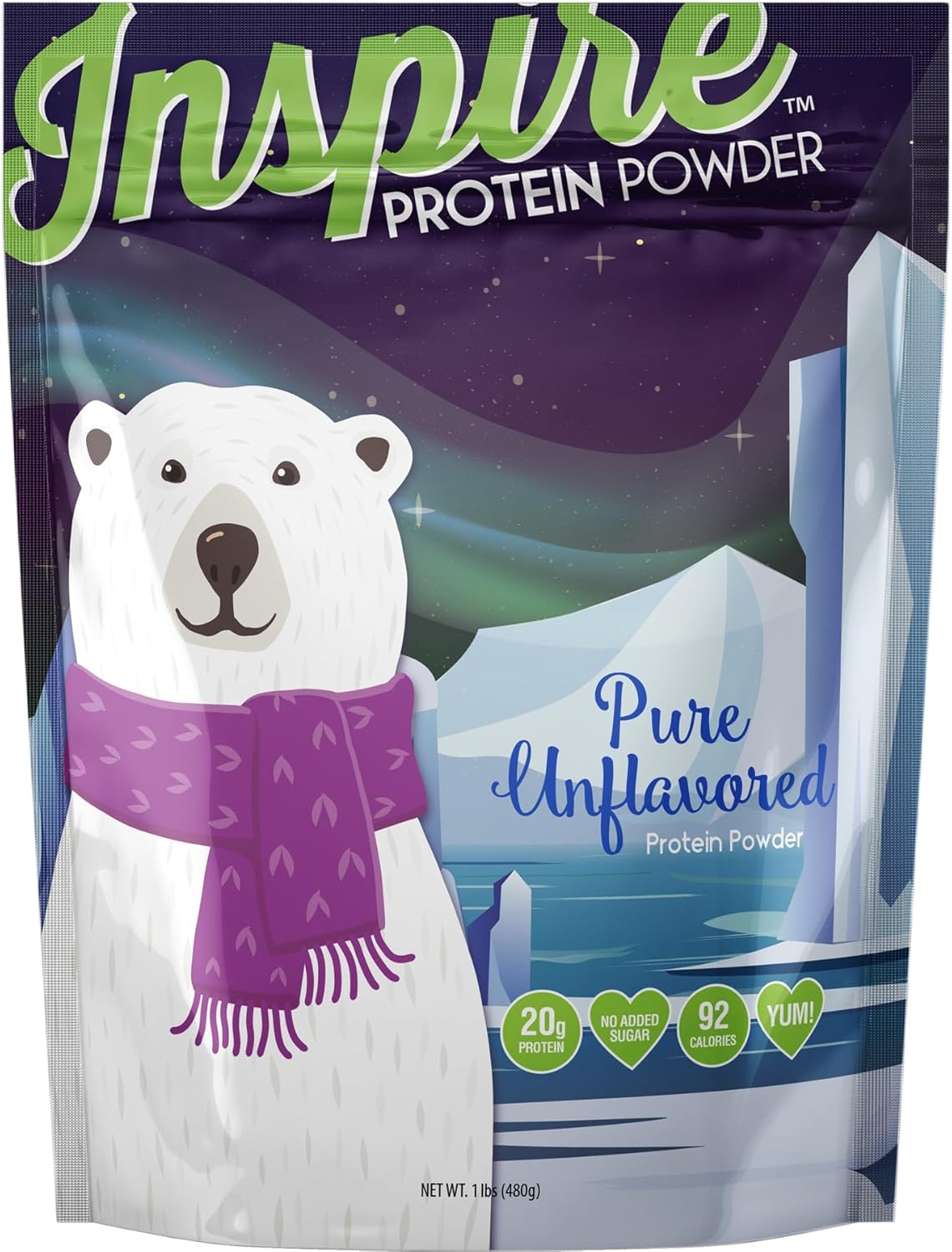 Inspire Pure Unflavored 20g Whey Protein Isolate Powder (20 Servings)