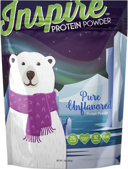 Inspire Pure Unflavored 20g Whey Protein Isolate Powder (20 Servings)