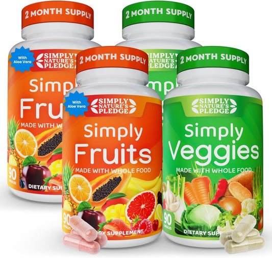 Simply Nature's Pledge - Packed with 42 Different Fruits & Vegetables - 2-Month Supply - Made with Real, Non-GMO Whole Foods - Supports Energy & Overall Wellness - Soy-Free - 360 Capsules
