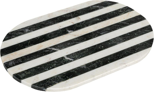Bloomingville Marble Cheese and Cutting Board with Stripes, Black and White