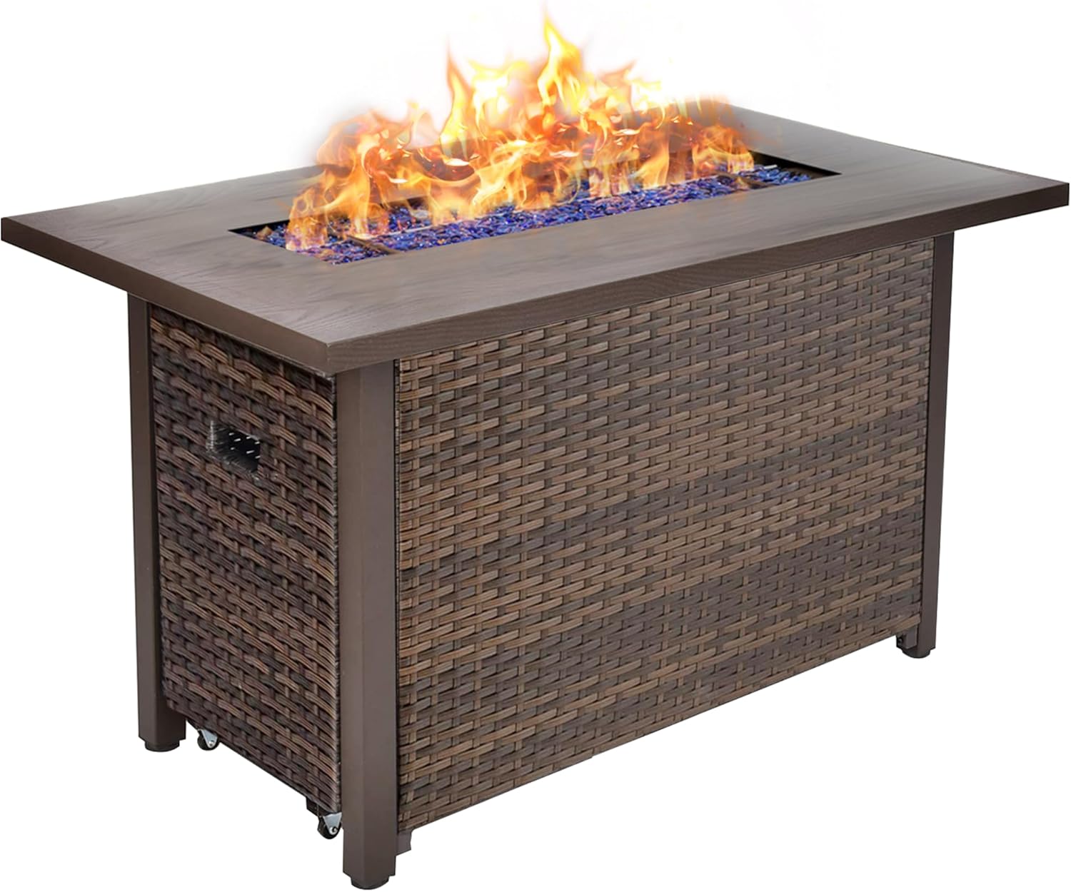 42 Inch Propane Fire Pit Table, 50,000 BTU Outdoor Gas Fire Pits with Removable Lid, 2 in 1 Rectangular Firepit Table for Outside Patio Deck and Garden