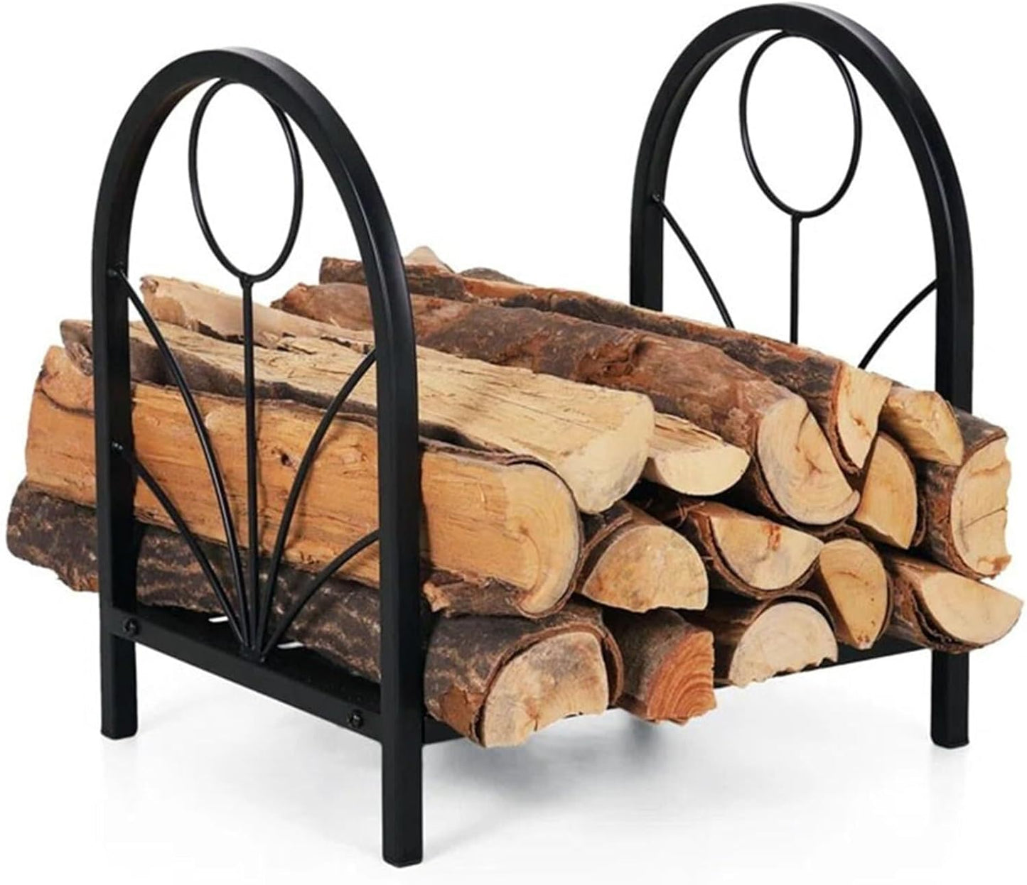Metal Firewood Rack With Arched Design, Heavy Duty Indoor & Outdoor Log Holder For Fireplace, Patio & Yard