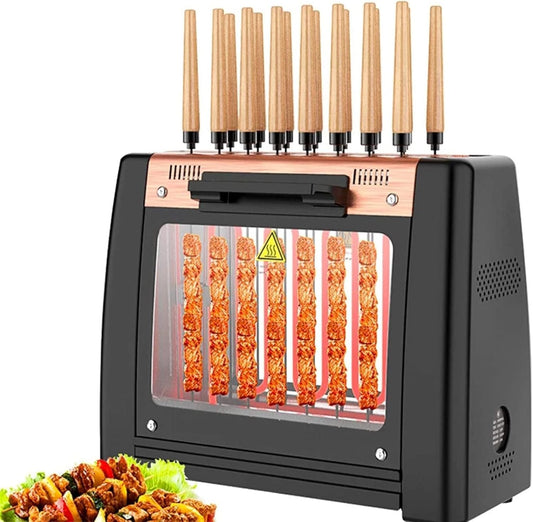 Electric Barbecue Grill, 1200W Smokeless 360 ° Automatic Rotating Lamb Skewers Vertical Grill, Cooks Kebabs, Skewers and Roasts, Easy To Clean (16 String)