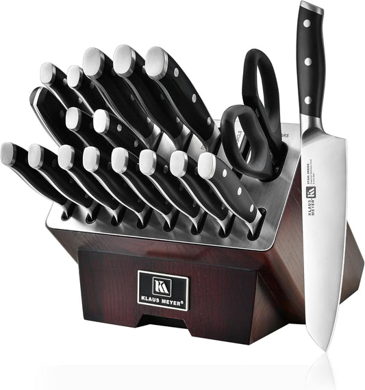 Klaus Meyer Stahl 19 Piece High Carbon Exclusive German Steel Knife Block Set (Black)