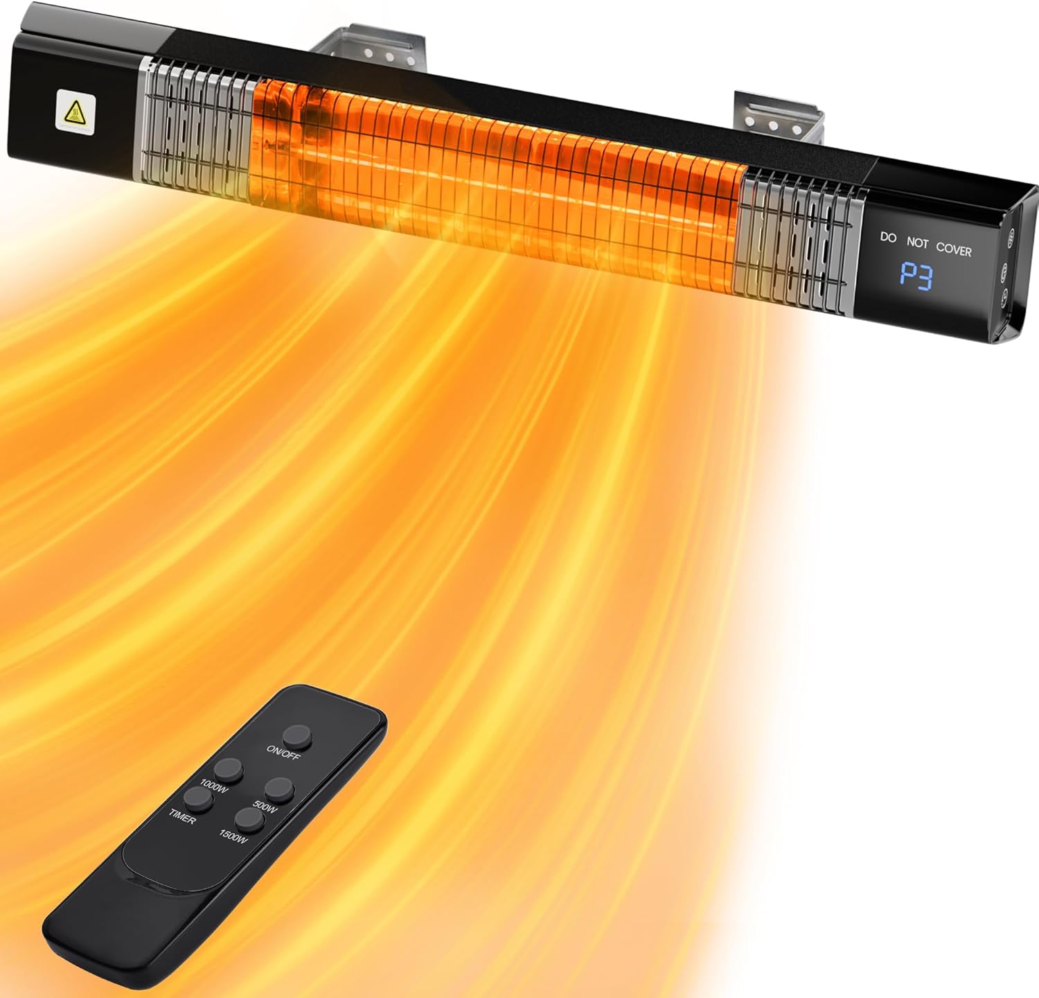 KEGIAN Outdoor Heaters for Patio,Wall Mounted Patio Heater,Infrared Heater with Remote, Overheat Protection, Waterproof,24H Timer,1500W Electric Heaters for Garage,Gazebo, Balcony, Backyard Use