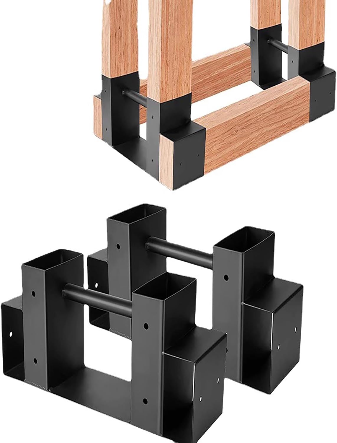 2Pcs Firewood Log Storage Rack Bracket Kit, Outdoor Firewood Rack Bracket Kit, Adjustable Log Stacking Stand Holder for Outdoor and Indoor