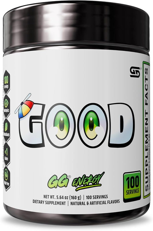 Gamer Supps GG® Energy - Good by SMii7Y (100 Servings) - Keto Friendly Gaming Energy and Nootropic Blend, Sugar Free + Organic Caffeine + Vitamins + Immune Support, Powder Drink