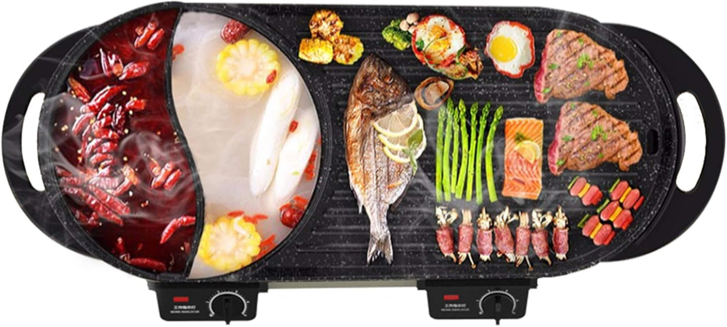 Liven Electric Grill Indoor Hot Pot SK-J6860 Multifunctional, Indoor Teppanyaki Grill/Korean BBQ/Shabu Shabu Hot Pot, 3.6L Capacity for 2-10 People