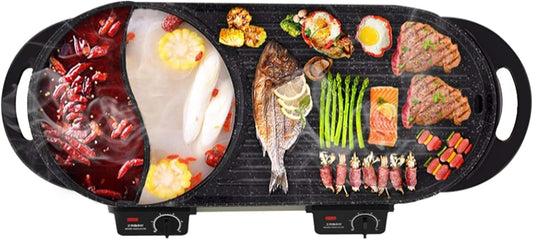 Liven Electric Grill Indoor Hot Pot SK-J6860 Multifunctional, Indoor Teppanyaki Grill/Korean BBQ/Shabu Shabu Hot Pot, 3.6L Capacity for 2-10 People