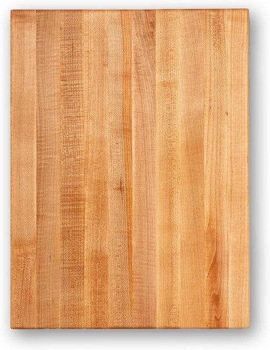 John Boos Platinum Commercial Series Rectangular Wooden Maple Cutting Board 24\u201Dx18\u201D \u2013 1.75\u201D Thick, 21-lb Reversible Butcher Block with 1\/4\u201D Radius Edges, Edge-Grain & Finger Grips \u2013 Made in the USA