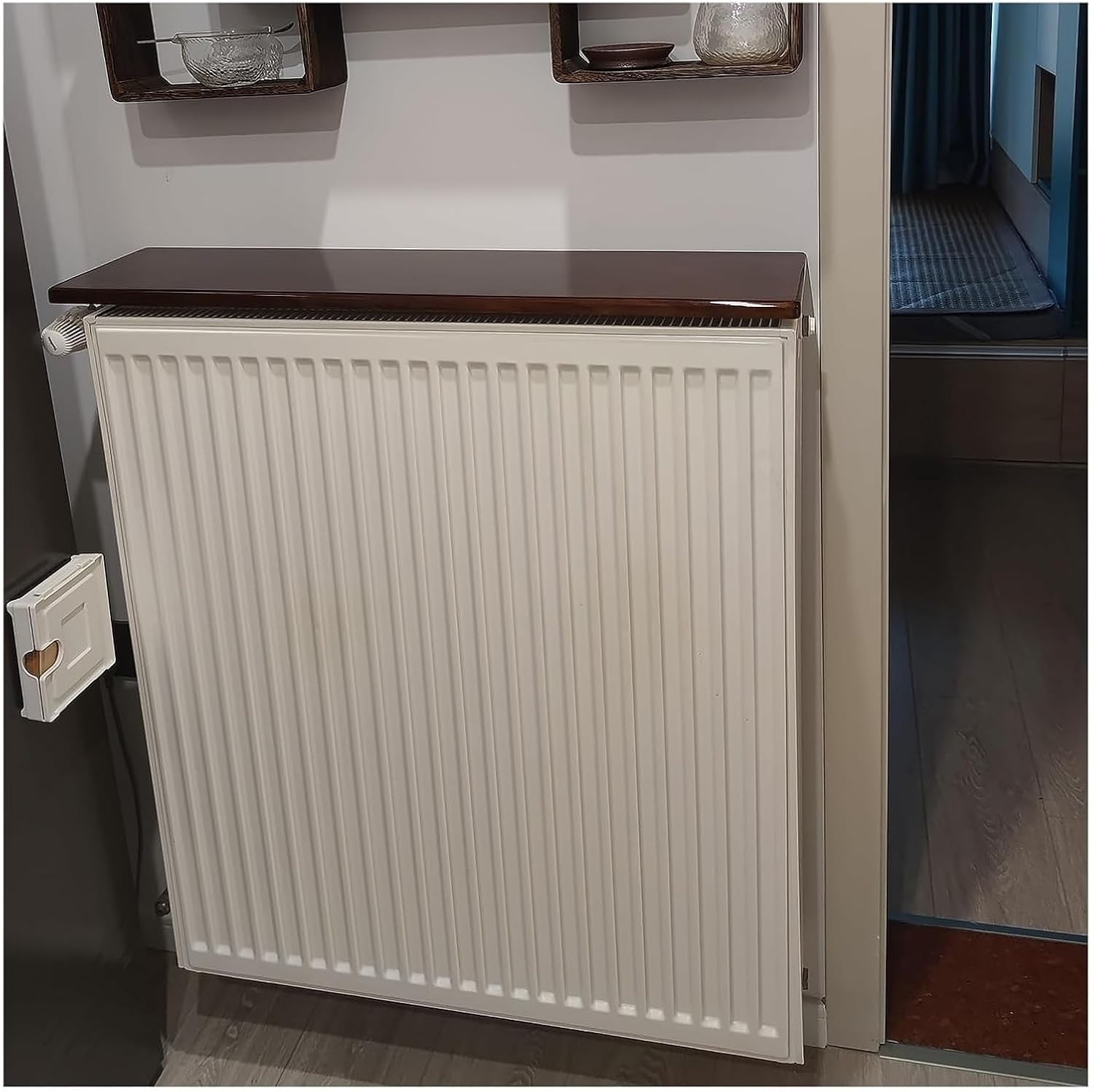Radiator cover for old radiator，Radiator cabinet， Wooden Radiator Cover Shelf Rectangular Top For Home\/Living Room\/Kitchen Plant Support(Style-b,160x16x2.2cm)