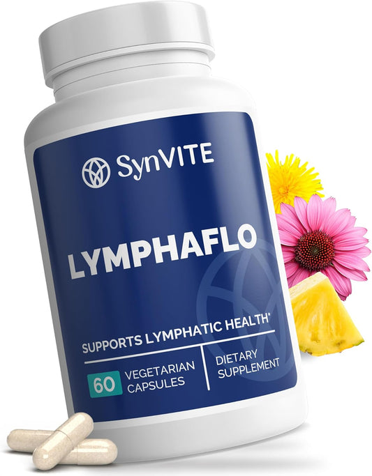 LymphaFlo - Lymphatic Drainage Supplement - Lymph System Support - with Bromelain, Echinacea, Dandelion, Rutin, Burdock, Lemon Powder, Kelp & More - Vegan, Gluten Free, Dairy Free - 60 Capsules
