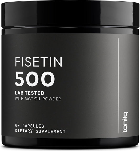 Toniiq Ultra High Purity Fisetin 500mg - 98%+ Higly Purified & Bioavailable Fisetin Supplement with MCT Oil for Absorption - Third-Party Tested Senolytic Supplements for Aging Support - 60 Capsules