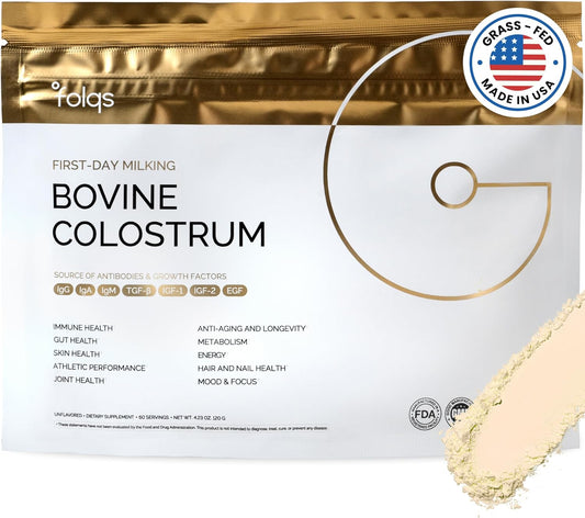 Bovine Colostrum Powder – First-Day Milking for Immune & Gut Support – 60 Servings – Supports Skin & Tissue Health – Made in USA - Amino Acids, Vitamins, Minerals – Kosher - Sustainably Sourced