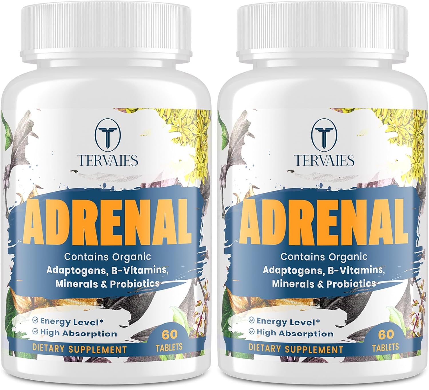 Adrenal Support Adaptogens Herbs Supplements - Cortisol Supplement with Rhodiola Rosea, Ashwagandha, Holy Basil and Eleuthero-Mood and Energy Support for Women & Men-Non-GMO, 120 Vegan Tablets