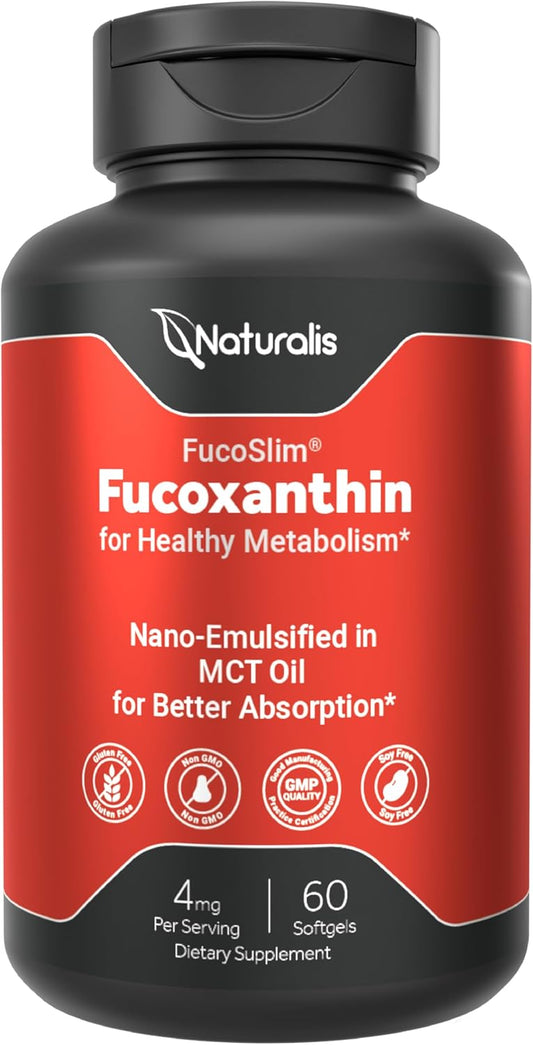 New Zealand Fucoxanthin (4mg) | Made with FucoSlim® | Non-GMO, Soy & Gluten Free | 60 Softgels (2 Month Supply)