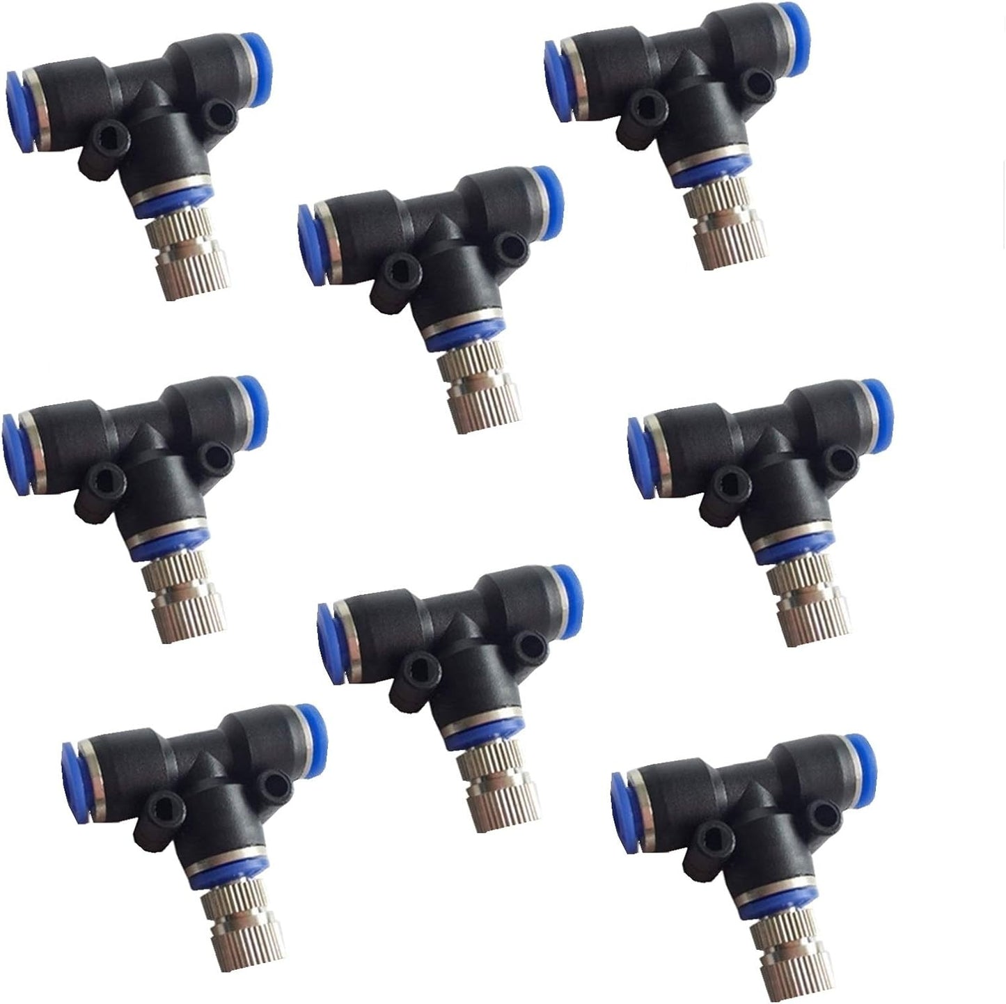 Pfeilzieher 40 Pack Brass misting nozzles with Slip Lock tees for Outdoor Cooling System Mister Nozzle atomizing misting Sprayer Fog nozzles for Garden humidification dust Control Landscaping 6mm
