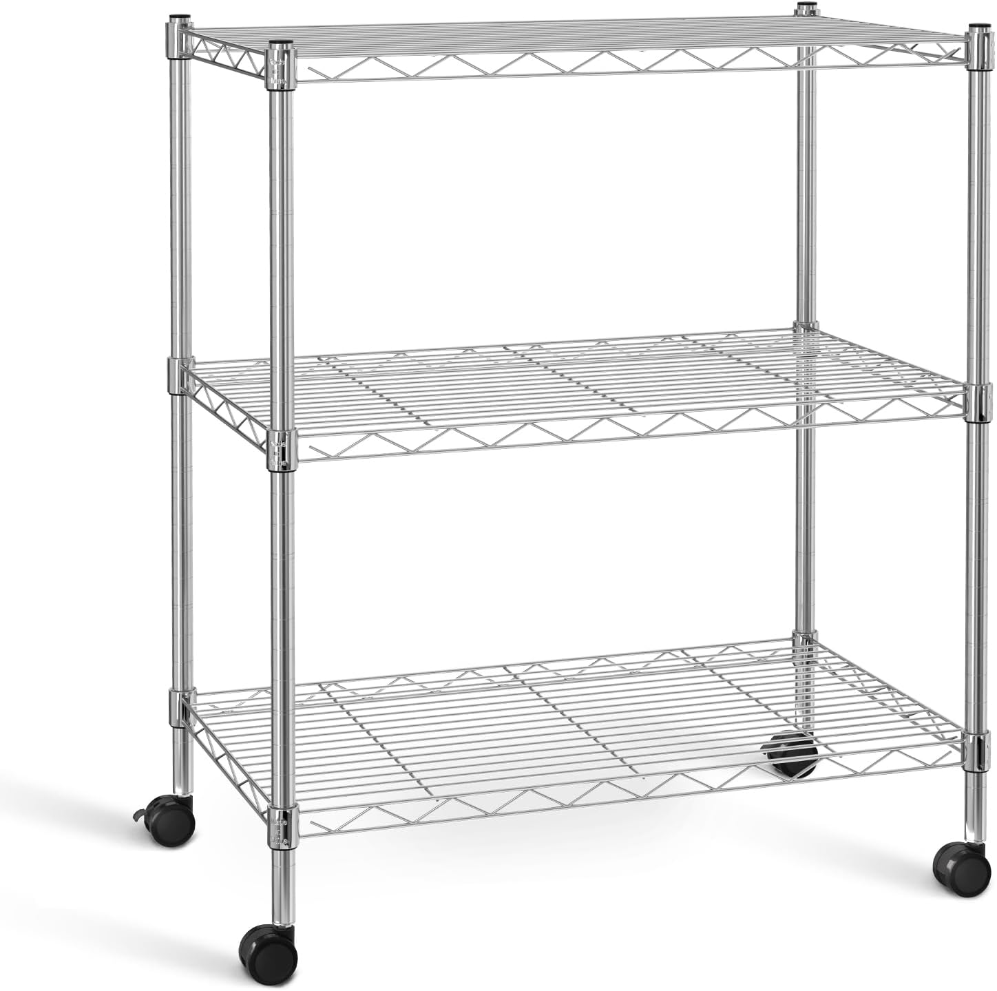 Simple Deluxe Heavy Duty 3-Shelf Shelving Unit with Wheels, Adjustable Steel Wire Shelving, Chrome Metal Shelf Organizer for Kitchen Organization and Storage, 750 lbs Capacity