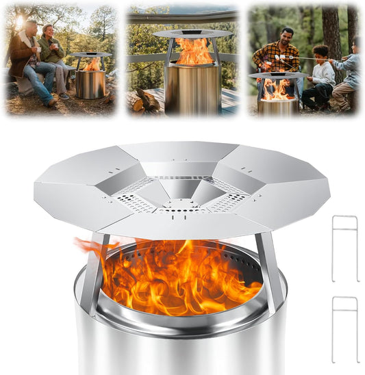 Heat Deflector for Solo Stove Bonfire, 19.5" Heat Deflector for Solo Stove Fire Pit, 304 Stainless Steel Heat Deflector with Handle for Bonfire Fire Pit, Universal Heat Plate Traps Heat for Fire Pits