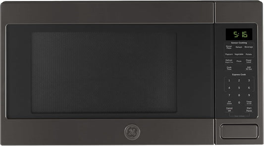 GE GCST16S1WTS Microwave Oven, 1,150-watt 8 Auto Cooking Settings, Child-Lock Technology, Kitchen Essentials for The Countertop, Dorm Room or Apartment, 1.6 Cu. Ft, Black Stainless