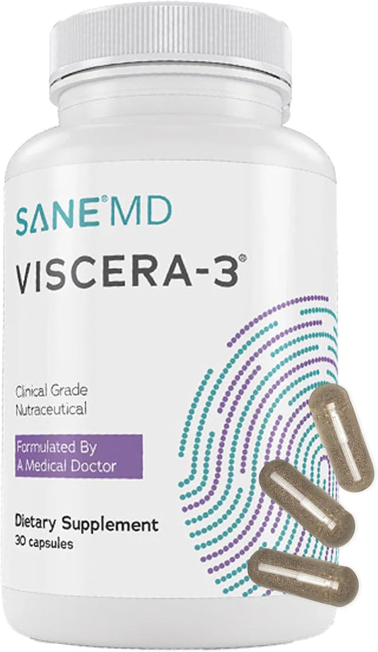 SANE MD - Viscera 3 Postbiotics with Tributyrin - Sodium Butyrate Supplement for Gas and Bloating Relief - Gut Health - IBS & Leaky Gut Butyric Acid Supplement - NSF Certified - 30 Capsules