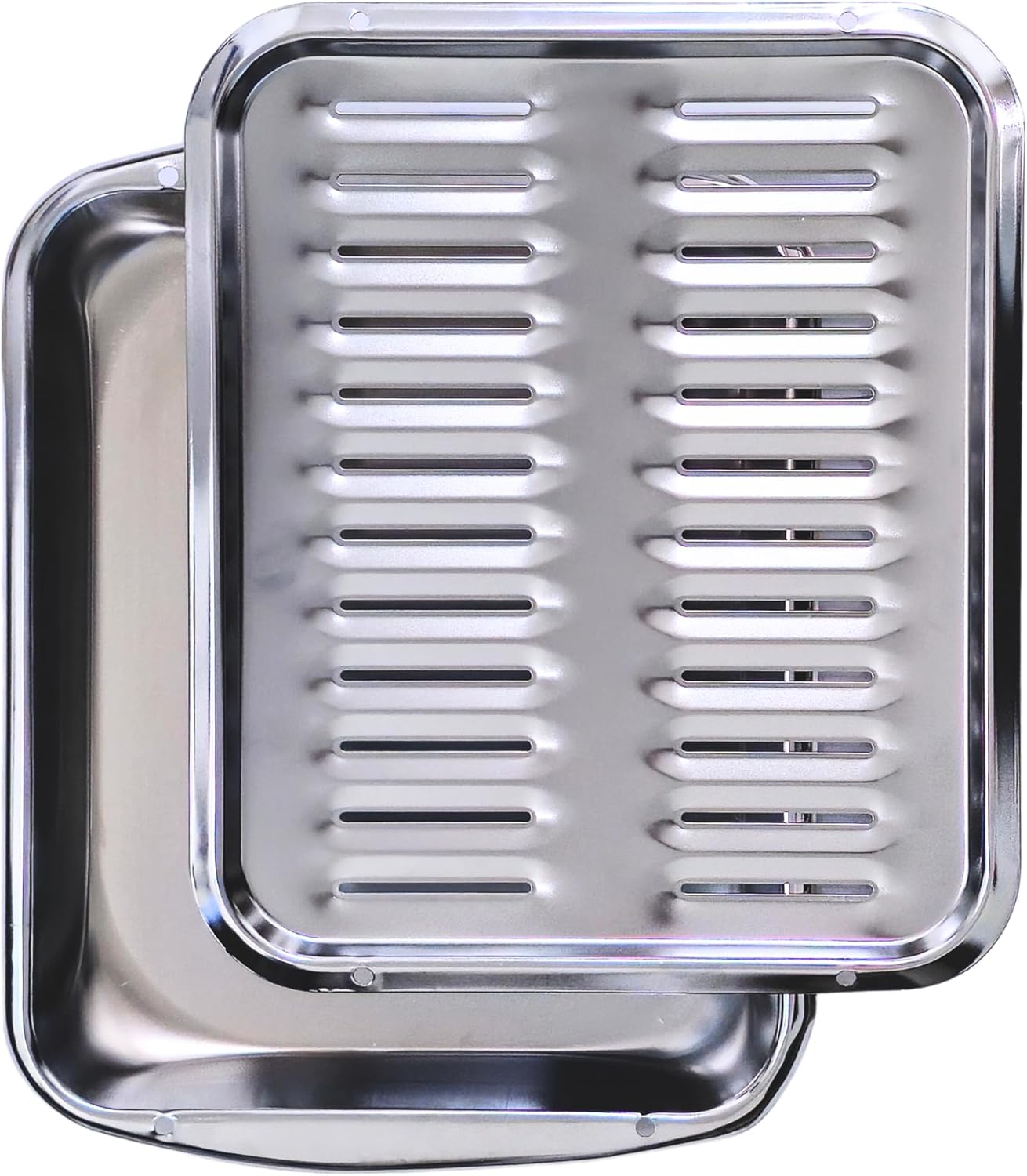 Broiler Pan for Oven 16.75” x 13” - Broiling Pan for Oven With Rack Withstands High Heat - Drip Tray Drains Fat and Circulates Heat - Broil and Grill Perfectly With Heavy Duty Broiler Pans (Silver)