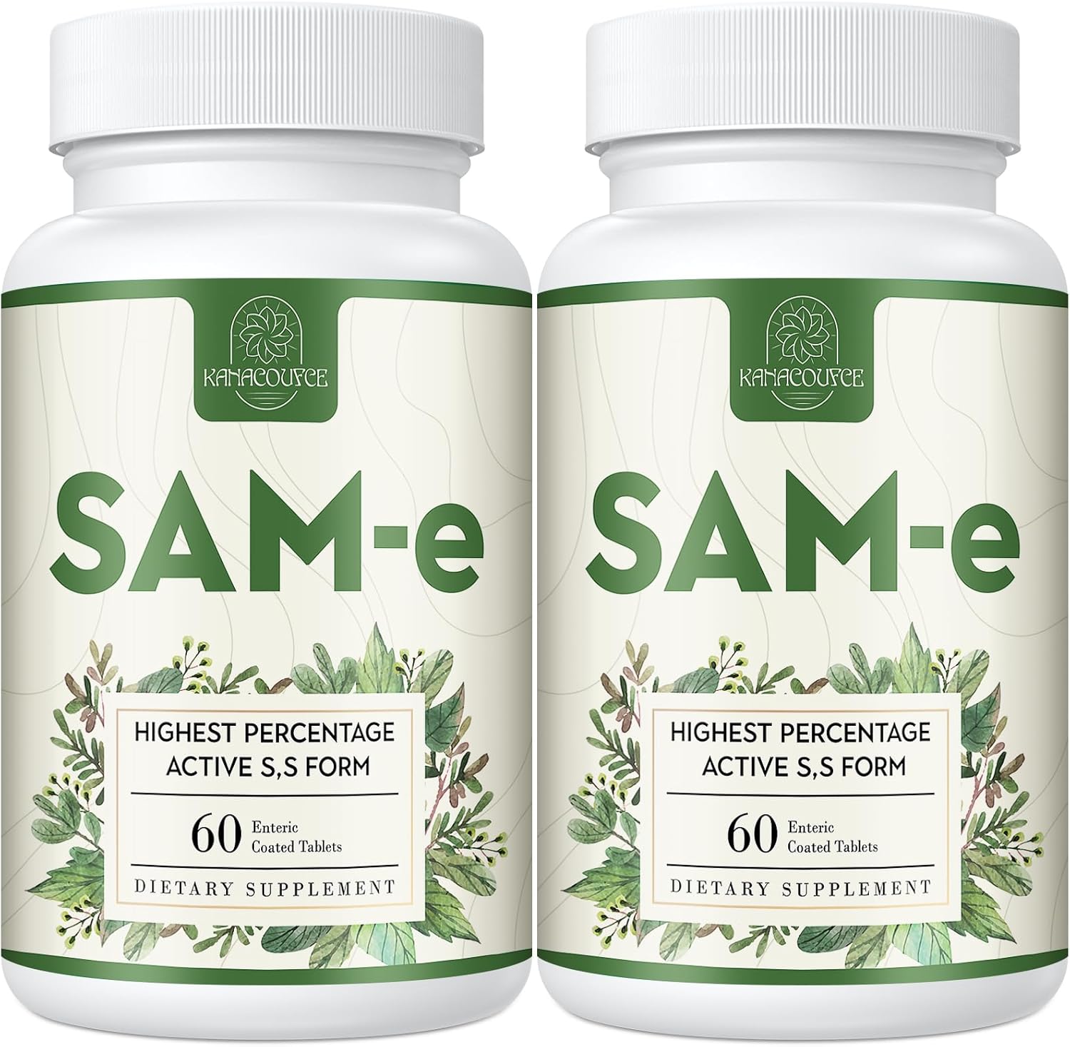 Kanacoufce 1100mg SAM-e (S-Adenosyl-L-Methionine), SAM e Supplement for Mood, Joint & Liver, Highest Concentration of Active S,S Form Same, Vegan, 120 Tablets