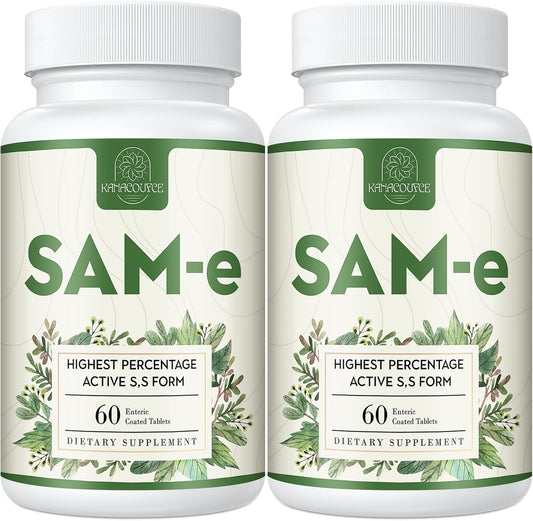 Kanacoufce 1100mg SAM-e (S-Adenosyl-L-Methionine), SAM e Supplement for Mood, Joint & Liver, Highest Concentration of Active S,S Form Same, Vegan, 120 Tablets