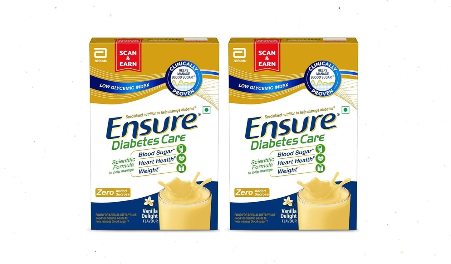 Metrey Herbotech En-Sure Diabetes Care Vanilla Nutritional Powder, 375g, Pack of 2, High Fiber and Protein with 36 Nutrients