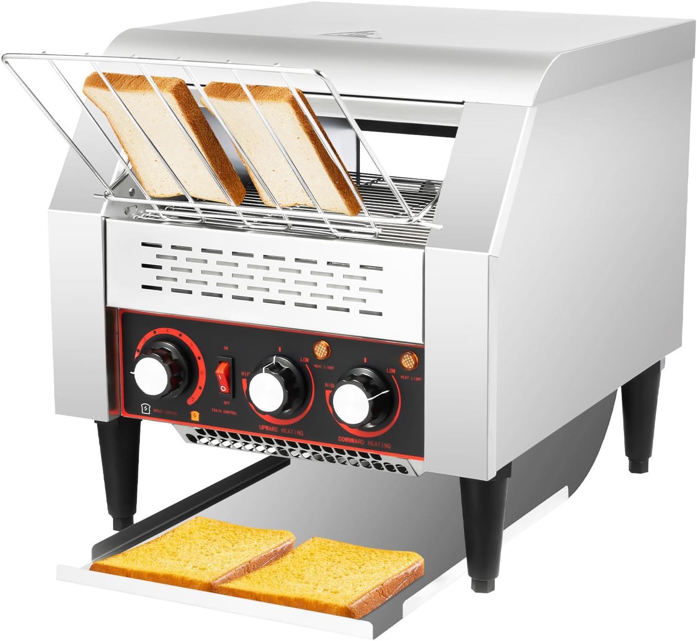 300 Slices/Hour Commercial Conveyor Toaster,2200W Stainless Steel Heavy Duty Countertop Toaster with Three ring Heating Tubes for Bun Bagel Bread Baked Food