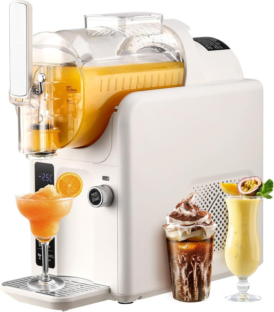 Slushie Machine, 71 oz Slushy Machine for Home, No Ice Needed with 5 Preset Programs, Self-Cleaning Function, Frozen Drink Maker for Margaritas, Frappés, Milkshakes, Ice Cream, and More (White)
