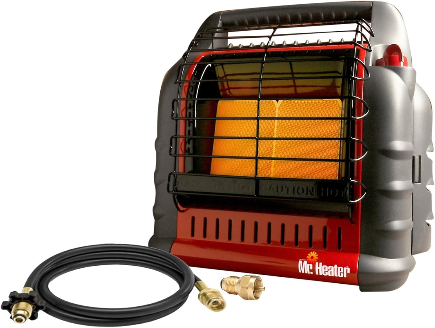 Mr. Heater Portable Big Buddy Propane Heater - 10-Ft Hose & Tank Adapter Bundle - Indoor/Outdoor Use - 4,000, 9,000 or 18,000 BTU (3 Items)