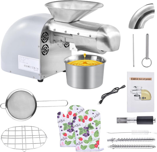 Oil Press,Automatic Oil Presser Extractor | Temperature Control 32?-572?, Cold Hot Press Machine for Household, Home Commercial Use