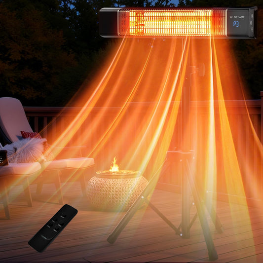 KEGIAN Outdoor Heaters for Patio, Patio Heater with Remote,3 Heat Level&24H Timer, IP65, Overheat Protection, Wall Mount\/Tripod, Infrared Electric Patio Heaters for Outdoor Use, Garage, Porch, Indoor