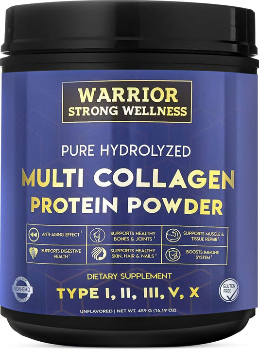 Pure Hydrolyzed Multi Collagen Protein Powder, Collagen Powder, Boost Energy, for Aging Skin Elasticity, Hair & Nails Growth Support, Joint Health (Unflavored)