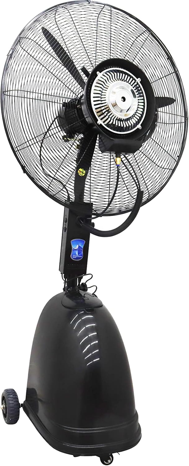 40L Misting Fan Industrial Spray Electric Fan Humidifying Fan Outdoor Standing Floor Fan 90°Oscillation 26inch 110V