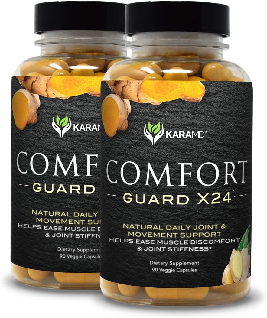 KaraMD Comfort Guard X24 | Joint & Movement Support Supplement | Turmeric Curcumin, Boswellia & Ginger | Ease Muscle Discomfort & Joint Stiffness | Non-GMO, Gluten Free & Vegan Friendly (2 Pack)