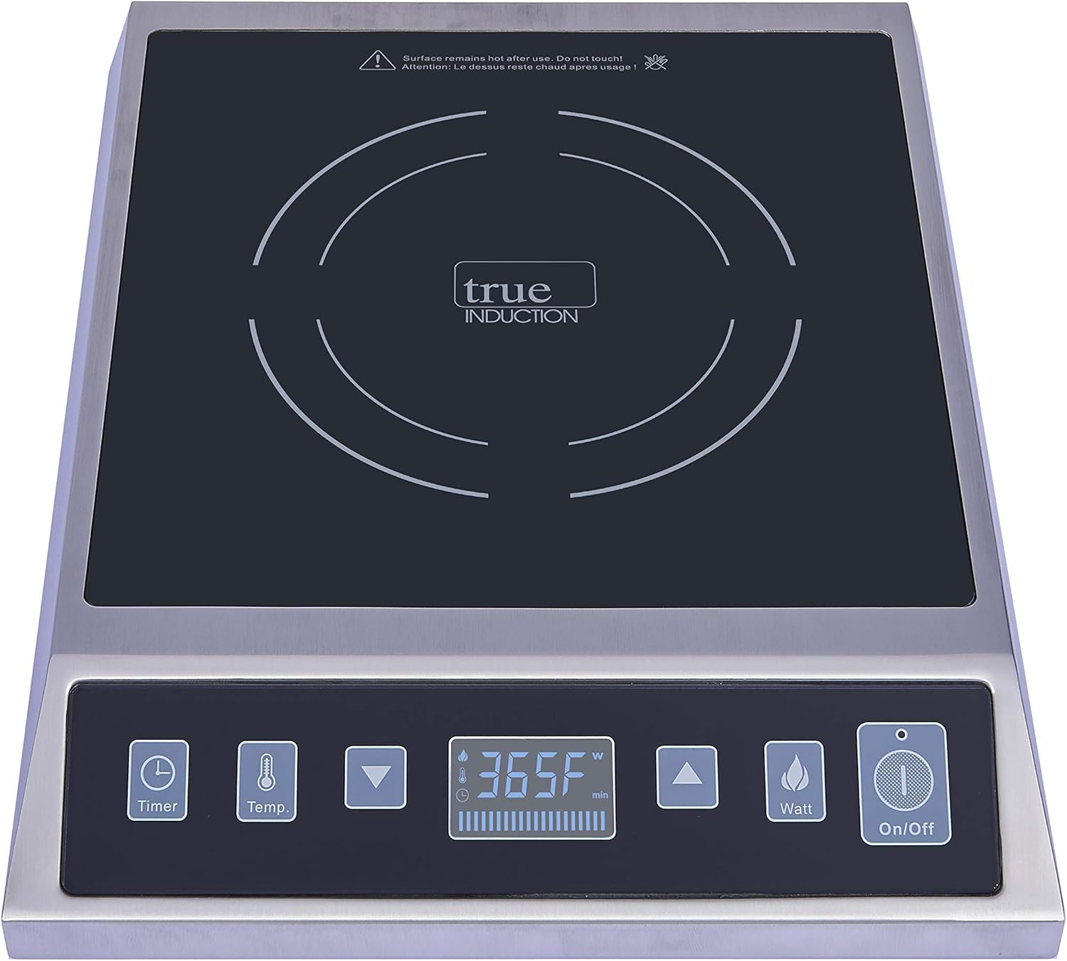 TI-1SSC Commercial 12 inch Portable Single Burner Induction Glass-Ceramic Cooktop, 1750W, UL197 Certified