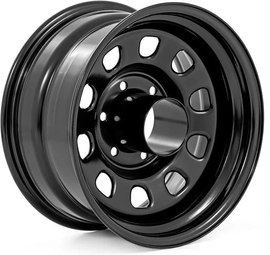 Rough Country Black Steel 15x8 | 5x5 | -19mm-RC51-5873 Wheel with Painted and Center Cap is Not Included (15 x 8. inches /10 x 5 inches, -19 inches Offset)