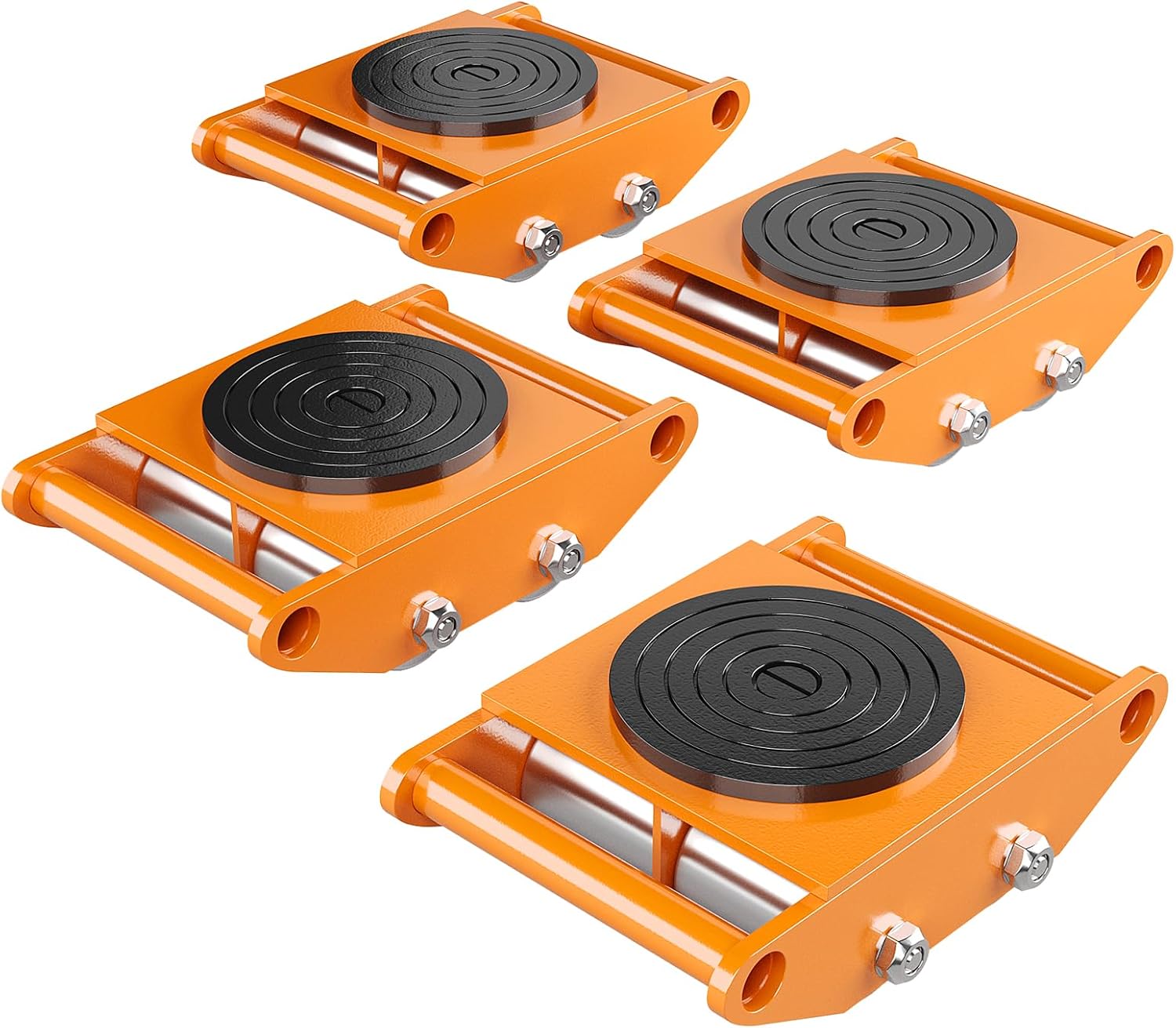 Skate Dolly 4PCS Heavy Duty Machinery Skate Movers\u201312TMoving Dolly with 360°Rotating Cap & Wheels,Equipment Roller Cart for Warehouse,Trailer,Car,Furniture,Appliance