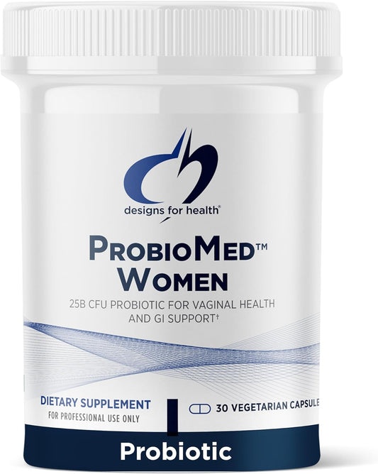Designs for Health ProbioMed Women - Vaginal Probiotics to Support pH Balance, Vaginal Comfort, Immune Health & Gut Health for Women - Dairy-Free Probiotic (30 Capsules)