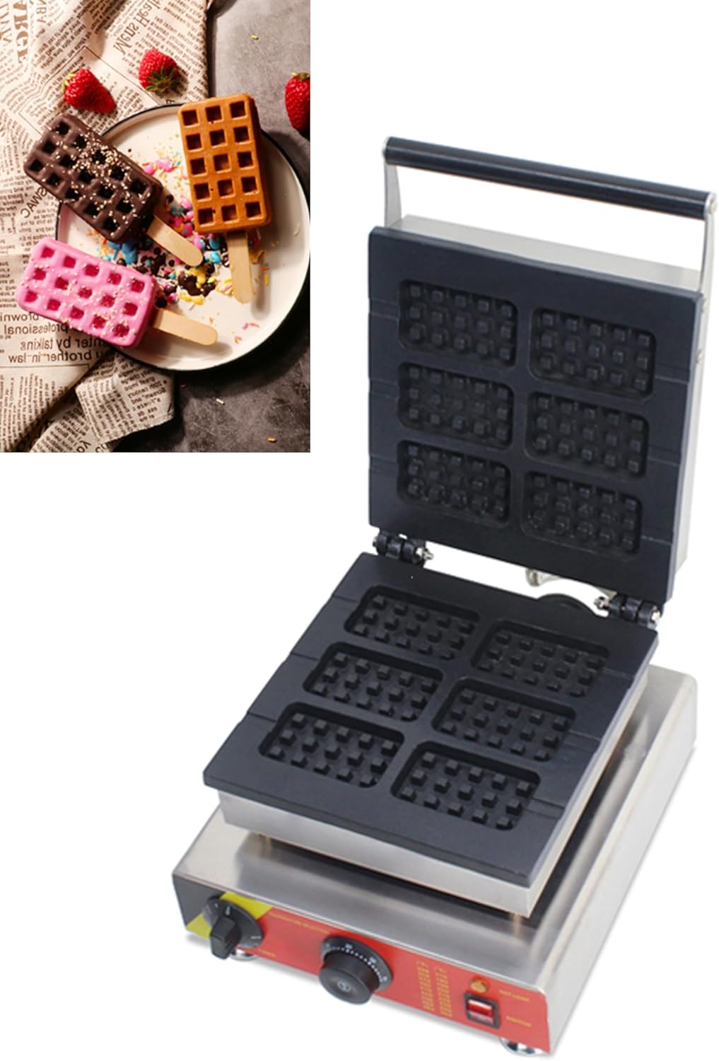 Kolice Electric Waffle Stick Machine, Waffle Maker, Waffle Iron Baking Pan, Non-stick Coating, Temperature and Timer Control(6 Waffle Sticks) Snack Food, Desserts