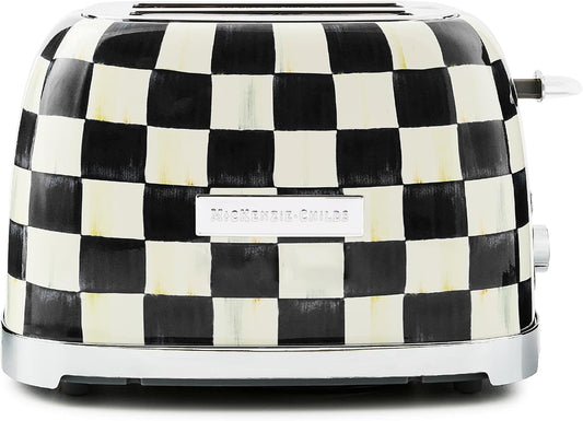 MACKENZIE-CHILDS 2-Slice Toaster, Decorative Toaster for Kitchen, Black-and-White Courtly Check