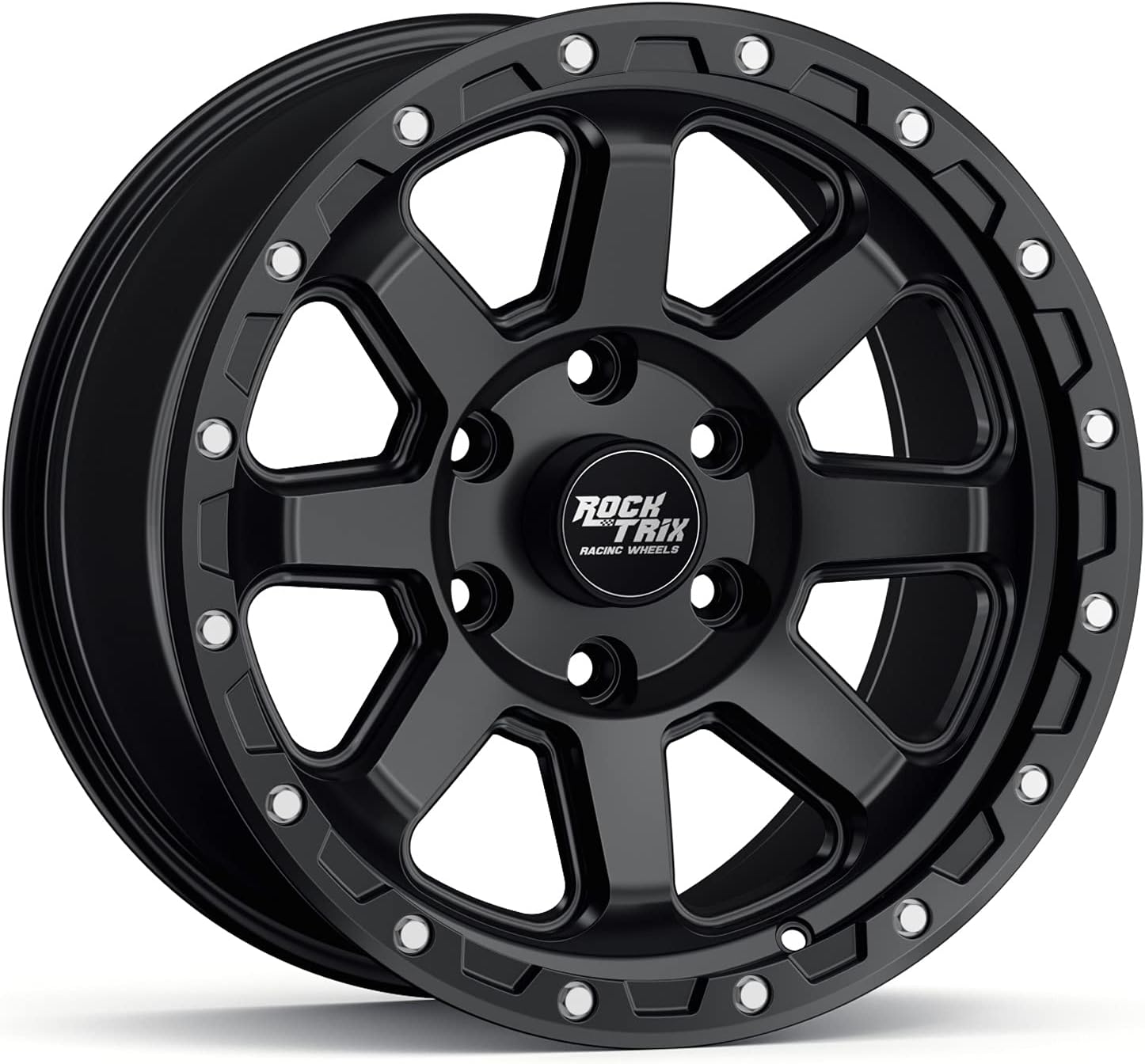 RockTrix RT116 17 inch Wheel Compatible with 2001+ Toyota Tacoma 6x5.5" (6x139.7) Bolt Pattern, 17x9 (-12mm Offset), 106.1mm Bore, Matte Black, Also fits 2002+ 4Runner, FJ Cruiser, 99-06 Tundra