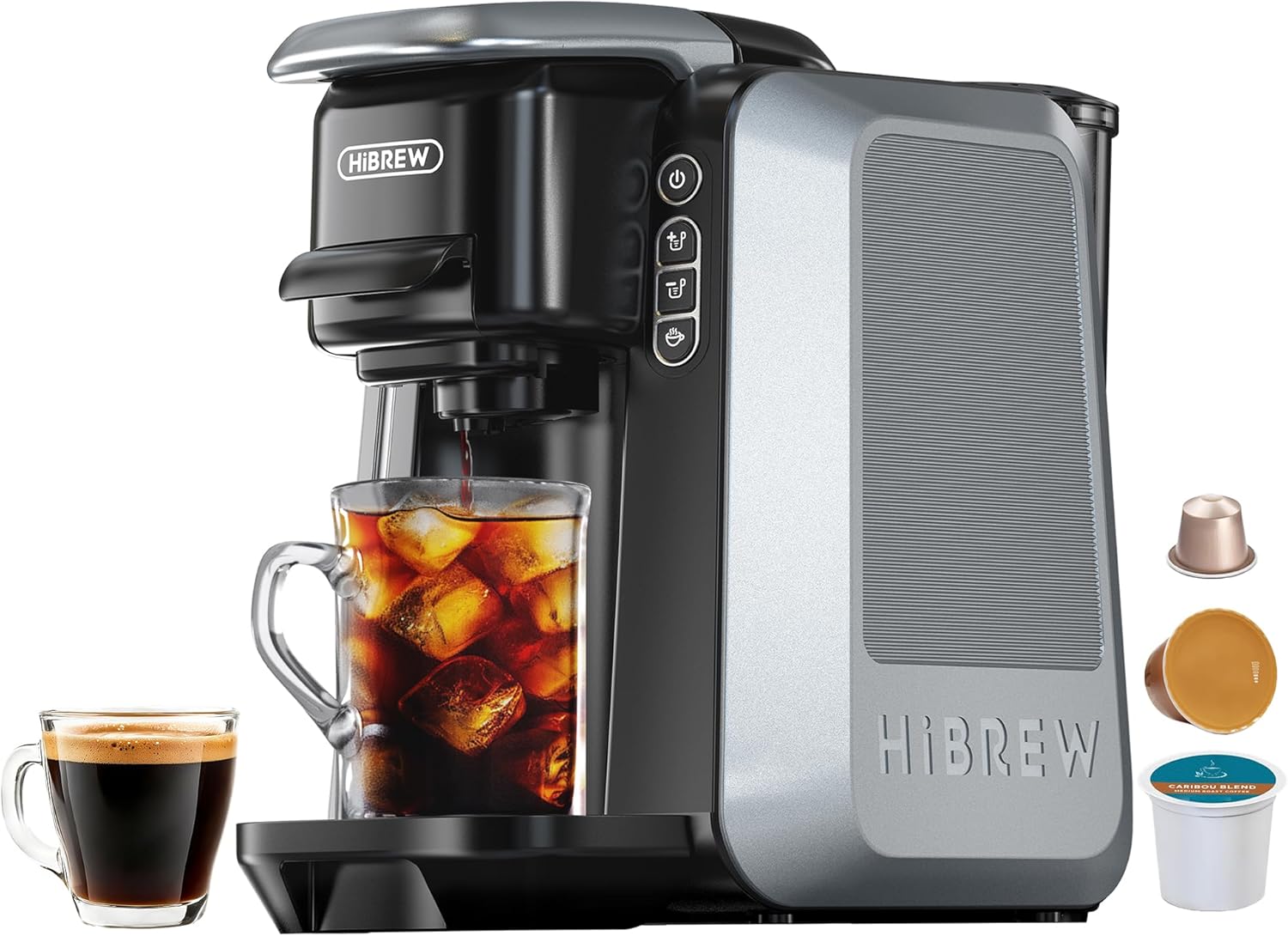 HIBREW H6 6-in-1 Pod Coffee Maker, Express Capsule Espresso Machine, compatible with Kcup*/Nes*/DG*/Espresso Powder. Suitable for Hotels, Homes, and Offices.
